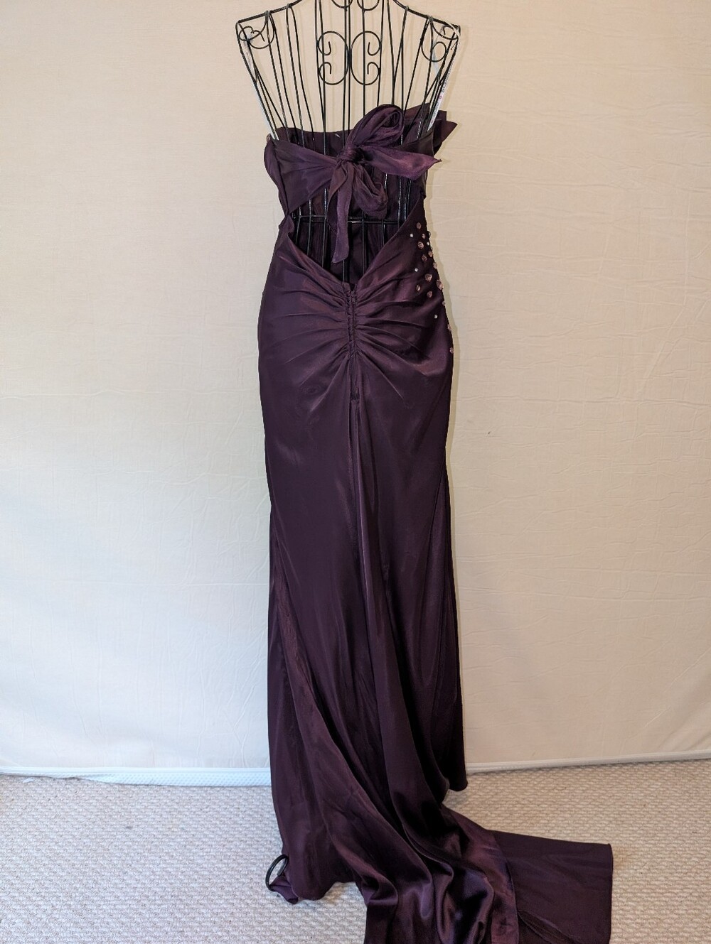 Purple Rhinestone Dress With Train - Picture 5 of 6